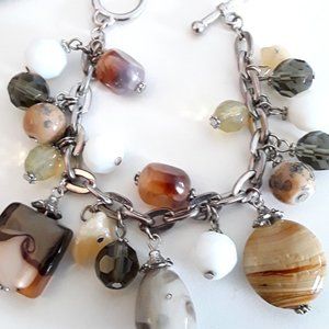 Fabulous Silver Bracelet with Glass & Stone Beads